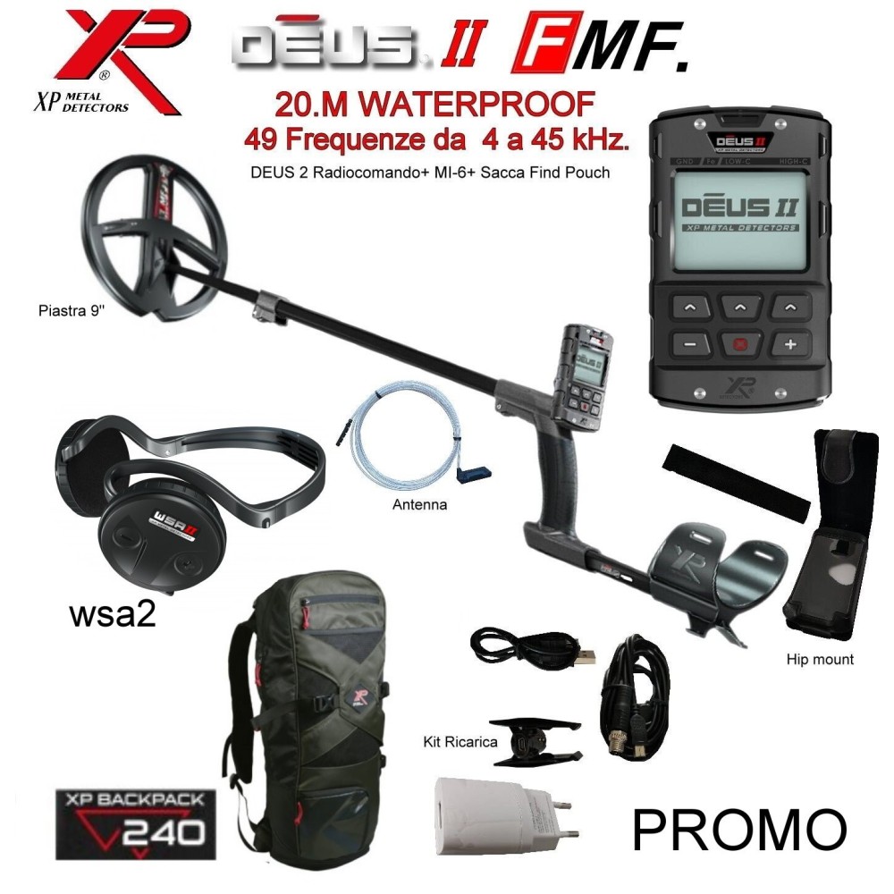 XP DEUS 2 - RADIOCOMANDO -WSA2 -ZAINO BK-240