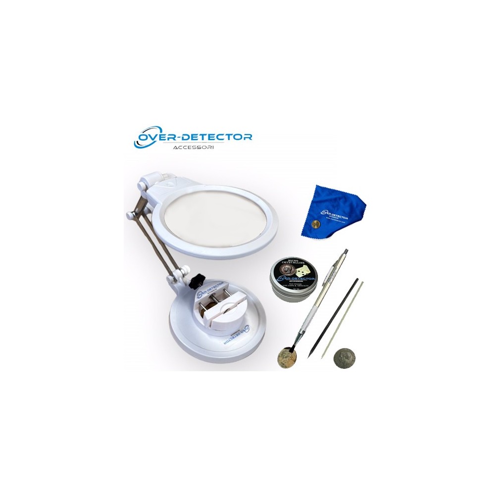 KIT Stazione Pulizia Monete con Lente di Ingrandimento, Cera Microcris